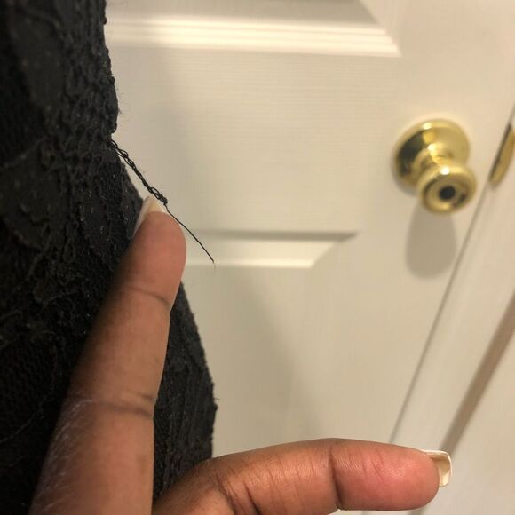 City Studio shimmering lace black dress with pearl and rhinestone strap, size 3 - Picture 6 of 11